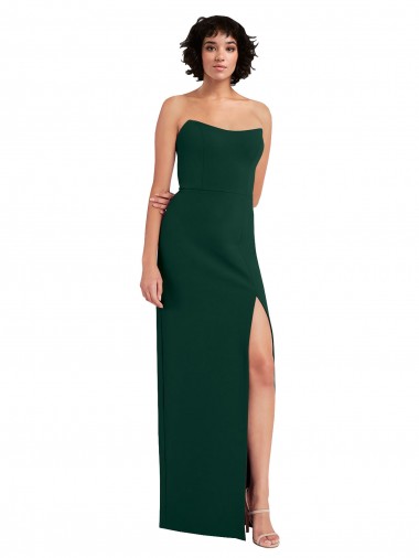 Cheap Scooped Strapless Neckline Formal Crepe Bridesmaid Dress / Prom Dress with Side Slit Perth