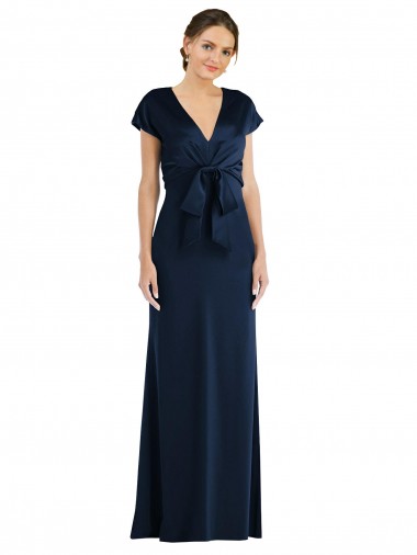 Cheap Soft Bow Blouson Bodice Trumpet Formal Crepe Bridesmaid Dress / Prom Dress Perth