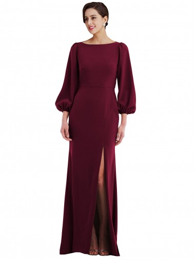 Cheap Bishop Sleeve Open Back Trumpet Formal Crepe Bridesmaid Dress / Prom Dress with Scarf Tie Perth