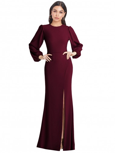 Cheap Puff Sleeves Long Maxi Briddesmaid Dress with Cutout Tie Back Perth