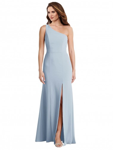Cheap Bold One Shoulder Trumpet Maxi Formal Crepe Bridesmaid Dress / Prom Dress Perth