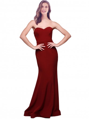 Cheap Long Full Length Sweetheart Slim Formal Crepe Bridesmaid Dress / Prom Dress with Strapless Bodice Perth