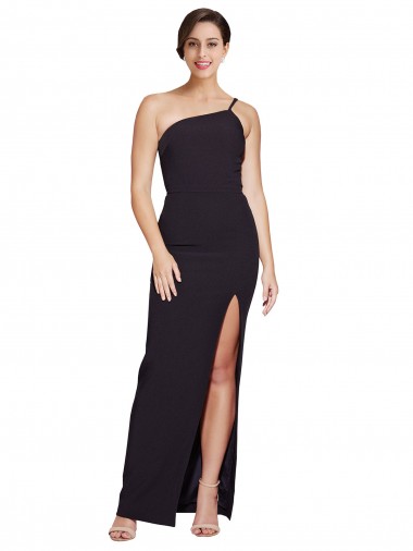 Cheap Long Floor Length Formal Crepe Bridesmaid Dress / Prom Dress with Side Split and One Strap Perth