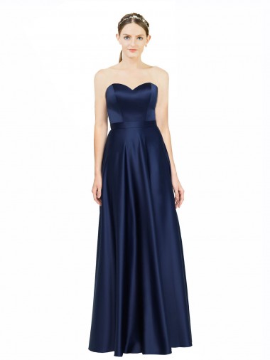 Cheap Floor Length Sweetheart Neckline Formal Stretch Satin Bridesmaid Dress with Belt Perth