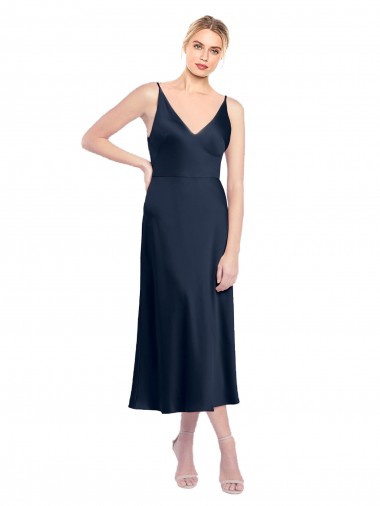 Cheap V-Neck Midi Length Short Cocktail Formal Stretch Satin Bridesmaid Dress / Prom Dress V-Back Perth