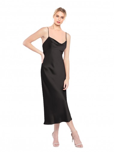 Cheap Cowl Neck Midi Length Short Cocktail Formal Stretch Satin Slip Bridesmaid Dress / Prom Dress Perth