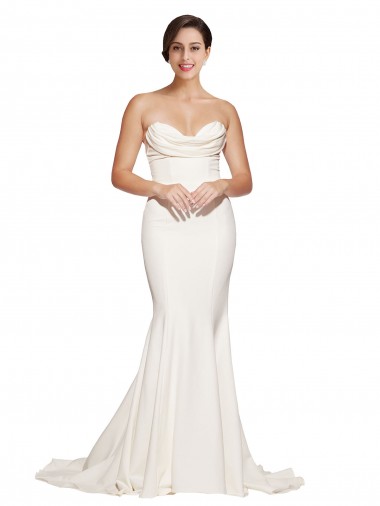 Cheap Strapless Cowl Neck Sweep Train Formal Stretch Satin Bridesmaid Dress / Prom Dress Perth