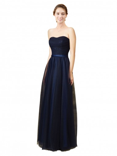Cheap Elegant Lace and Tulle Long Strapless Bridesmaid Dress Perth