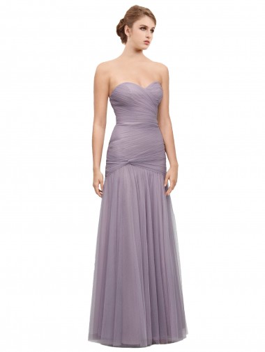 Cheap Draped Long Mermaid Sweetheart Tulle Bridesmaid Dress Perth