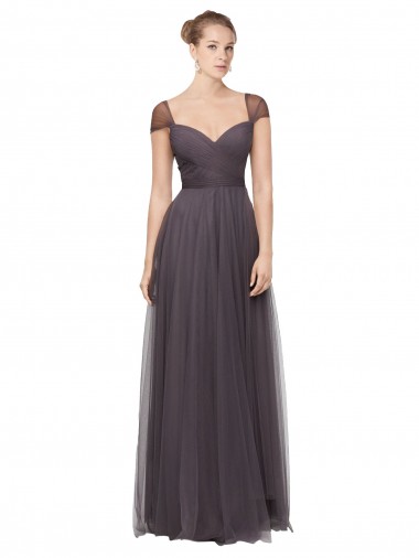 Cheap Sweetheart Neckline Long Tulle Bridesmaid Dress with Straps Perth