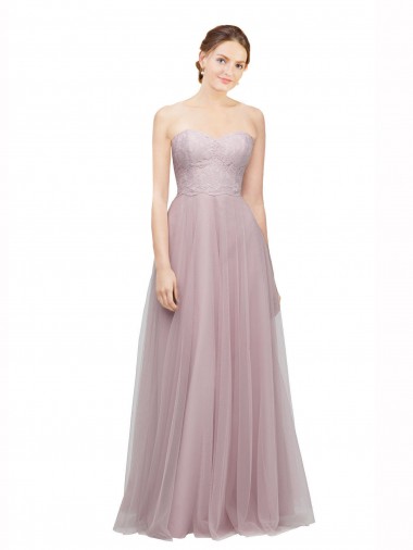 Cheap Sweetheart Neckline Long Tulle Bridesmaid Dress with Lace Bodice Perth