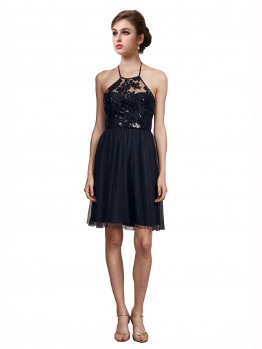 Cheap High Neck Illusion Bodice Bridesmaids Dress Perth