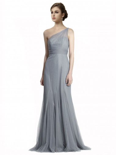 Cheap One Shoulder Tulle Fit and Flare Bridesmaid Dress Perth