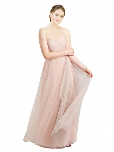Cheap Long Floor Length Sweetheart Pleated Tulle Bridesmaid Dress Perth