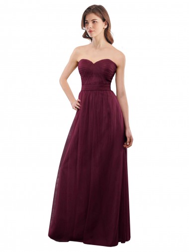 Cheap Strapless Tulle A-line bridesmaid dress with pleated top Perth