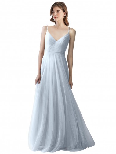 Cheap Wrapped Ruched Natural Waist Slim Soft Tulle Bridesmaid Dress Perth