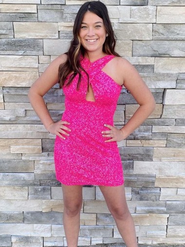 Cheap Halter Sleeveless Short Velvet Sequin Cocktail Homecoming Dress / Prom Dress Perth