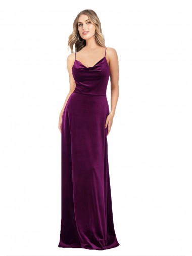 Cheap Draped Neckline Spaghetti Straps Formal Velvet Bridesmaid Dress / Prom Dress Perth