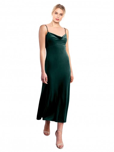 Cheap Midi Cocktail Length Cowl Neck Velvet Slip Bridesmaid Dress / Prom Dress Perth