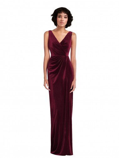 Cheap Draped Skirt Faux Wrap Velvet Maxi Bridesmaid Dress / Prom Dress Perth