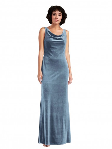 Cheap Floor Length Cowl Neck Long Stretch Velvet Maxi Bridesmaid Dress / Prom Dress Perth