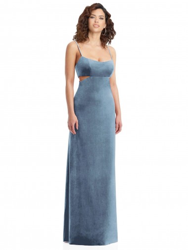Cheap Spaghetti Strap Long Full Length Formal Velvet Maxi Bridesmaid Dress / Prom Dress Perth
