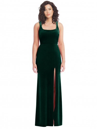 Cheap Square Neck Long Velvet Maxi Bridesmaid Dress / Prom Dress Perth