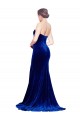 Strapless Ruched Formal Velvet Bridesmaid Dress / Prom Dress with Sweep Train and Front Slit