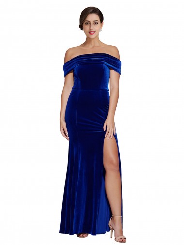 Cheap Full Length Long Formal Velvet Bridesmaid Dress / Prom Dress with Side Split Perth